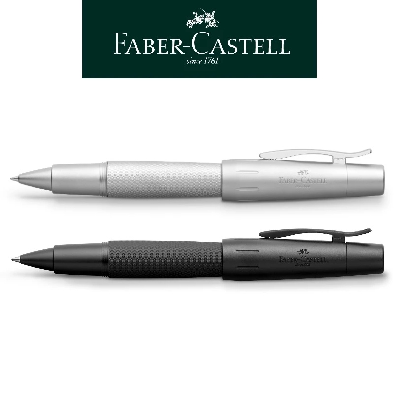 免費客製化刻字【Faber-Castell】E-MOTION黑金剛/銀格紋鋼珠筆 送禮首選 台灣輝柏✿50B004